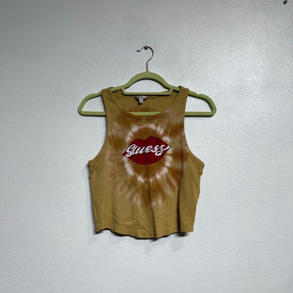 Guess Tan Cropped Tank Top Sz L - Picture 2 of 11